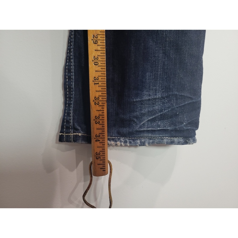 MEK‎ Denim Oaxaca Women 26/34 Dark Wash Distressed Embroidered Bootcut Jeans - Picture 6 of 8